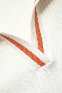 MICAS Vacation Sets|Knit Sets-Ribbed Knit Polo Top And Pleated Skirt Set Contrast Color