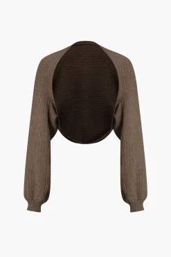 MICAS Long Sleeve Dresses|Knitwear-Ribbed Knit Strapless Midi Dress And Bolero Set