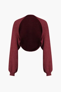 MICAS Long Sleeve Dresses|Knitwear-Ribbed Knit Strapless Midi Dress And Bolero Set