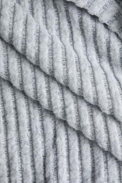 MICAS Short Sets-Ribbed Knit Top And Drawstring Shorts Set GRAY