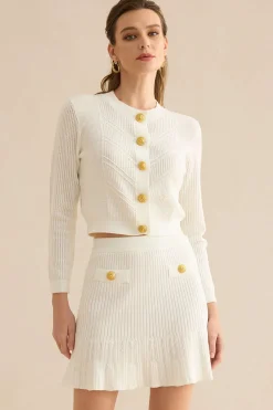 MICAS Knit Bottoms|Skirts-Ribbed Sweater Skirt WHITE