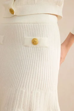 MICAS Knit Bottoms|Skirts-Ribbed Sweater Skirt WHITE
