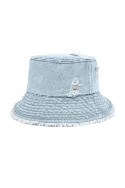 MICAS Accessories-Ripped Frayed Denim Bucket Hat BABY BLUE