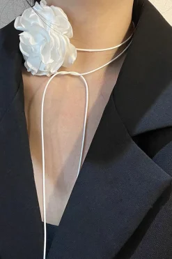 MICAS Necklaces-Rosette Decor Choker Necklace BLACK