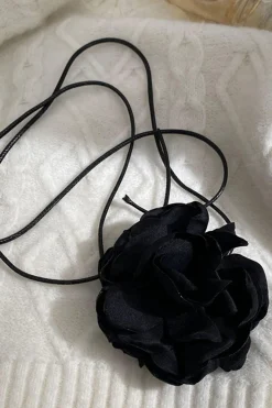 MICAS Necklaces-Rosette Decor Choker Necklace BLACK