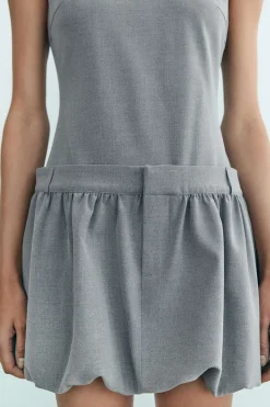 MICAS Mini Dresses-Round Neck Patchwork Sleeveless Mini Dress GRAY