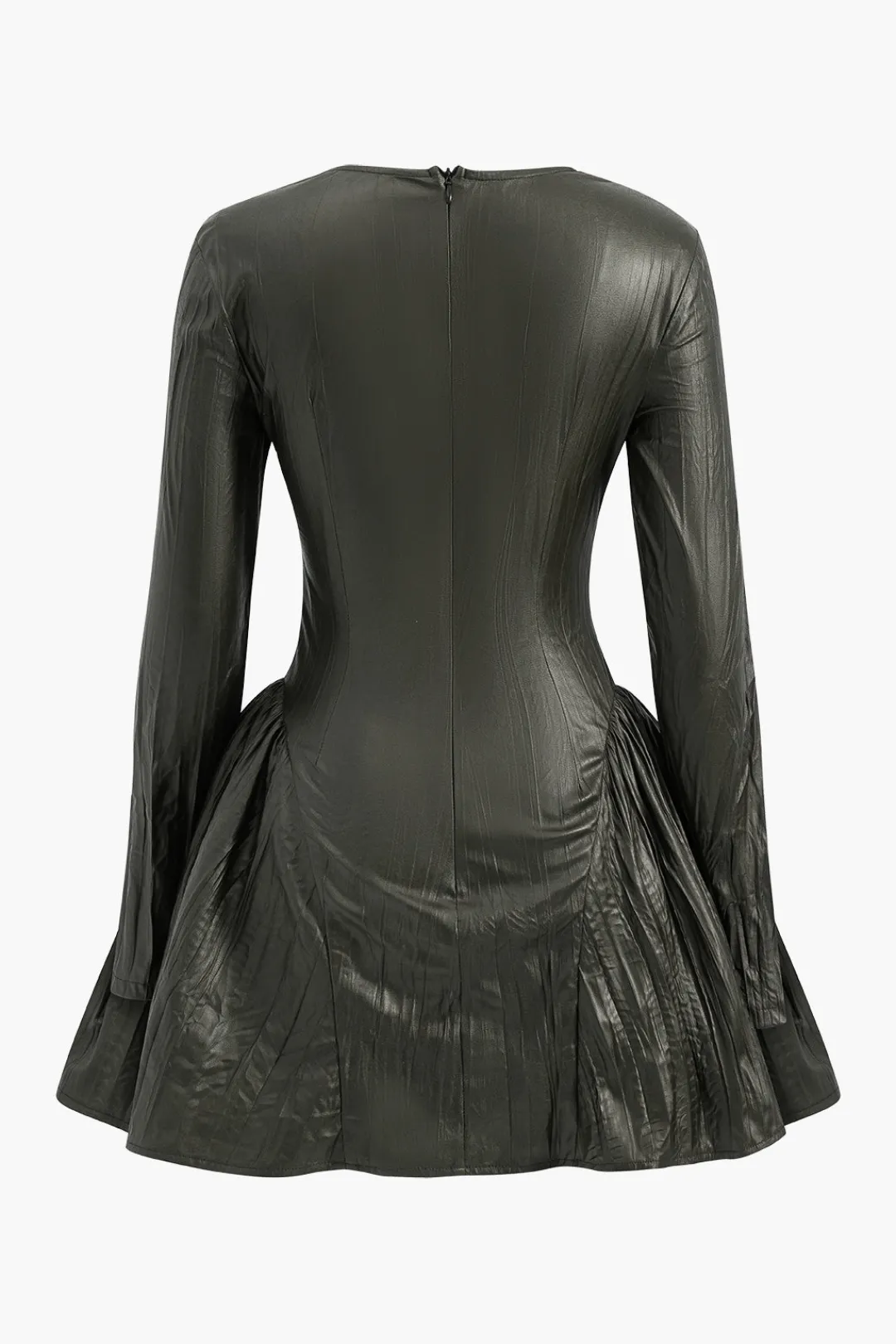 MICAS Long Sleeve Dresses|Mini Dresses-Ruched Asymmetrical Long Sleeve Mini Dress