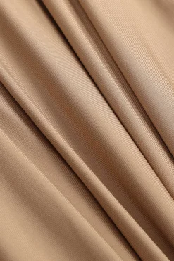 MICAS Long Sleeve Dresses|Maxi Dresses-Ruched Bow Round Neck Long Sleeve Maxi Dress KHAKI