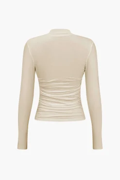 MICAS Long Sleeve Tops|Long Sleeves Tops-Ruched Crossover Long Sleeve Top