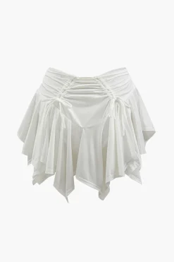 MICAS Skirts-Ruched Drawstring Asymmetric Mini Skirt