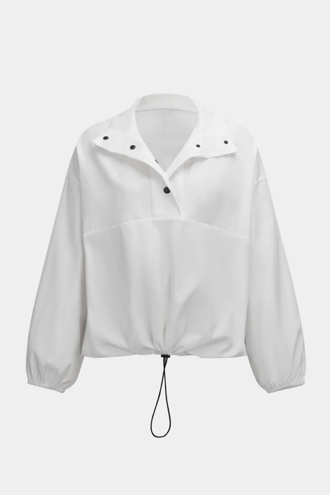 MICAS Short Sets-Ruched Drawstring Button Long-Sleeve Top And Shorts Set WHITE