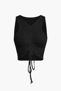 MICAS Skirt Sets|Vacation Sets-Ruched Drawstring Tank Top And Mermaid Maxi Skirt Set