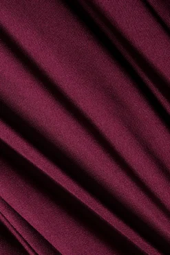 MICAS Long Sleeve Dresses|Maxi Dresses-Ruched Long Sleeve V-Neck Maxi Dress BURGUNDY