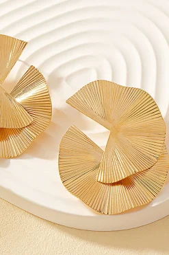 MICAS Earrings|Accessories-Ruched Metal Earrings GOLD