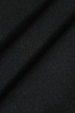 MICAS T-Shirts-Ruched Pleated Design Long Sleeve T-Shirt BLACK