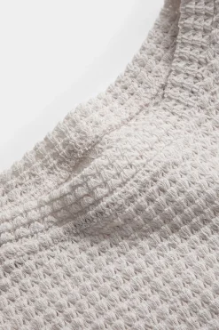 MICAS T-Shirts-Ruched Round Neck Long Sleeve T-Shirt BEIGE