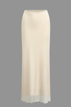 MICAS Skirt Sets|Vacation Sets-Ruched Sleeveless Double-Layered Mesh Split Strapless Top And Maxi Skirt Set