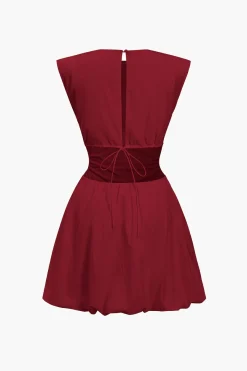 MICAS Mini Dresses-Ruched Sleeveless Mini Dress BURGUNDY