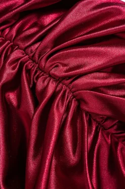 MICAS Mini Dresses-Ruched Sleeveless Mini Dress BURGUNDY