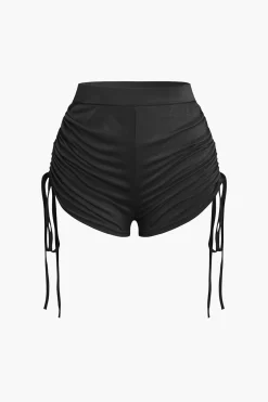 MICAS Short Sets-Ruched Sleeveless Top and Drawstring Shorts Set