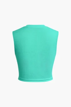 MICAS Short Sets-Ruched Sleeveless Top and Drawstring Shorts Set