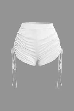 MICAS Short Sets-Ruched Sleeveless Top and Drawstring Shorts Set