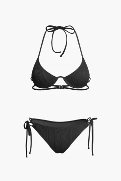 MICAS Swimwear-Ruched Tie Halter Bikini Set