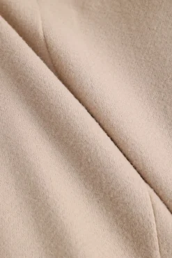 MICAS Outerwear|Outerwear-Ruched Waist Woolen V-neck Jacket IVORY