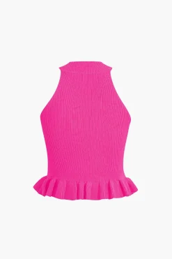 MICAS Knitwear|Knit Tops-Ruffle Hem Knit Tank Top