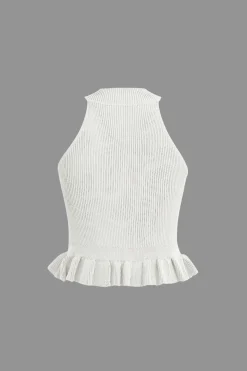 MICAS Knitwear|Knit Tops-Ruffle Hem Knit Tank Top