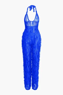 MICAS Jumpsuits & Rompers-Ruffle Knot Halter Backless Jumpsuit