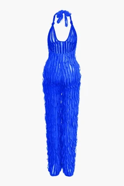 MICAS Jumpsuits & Rompers-Ruffle Knot Halter Backless Jumpsuit