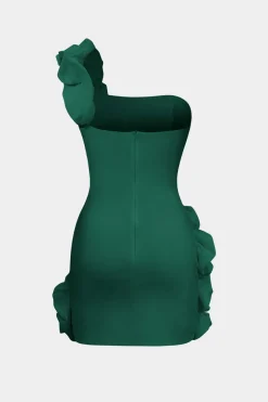 MICAS Mini Dresses-Ruffle One Shoulder Mini Dress