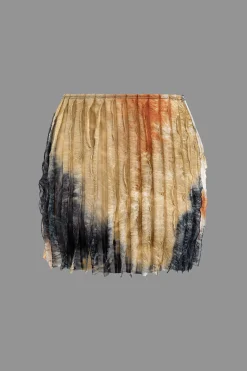 MICAS Vacation Sets|Skirt Sets-Ruffle Tie Halter Backless Cowl Neck Top And Tie Dye Mini Skirt Set WHITE