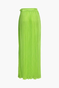 MICAS Skirt Sets-Ruffle Tube Top And Split Maxi Skirt Set LIME