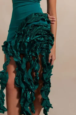 MICAS Midi Dresses-Ruffled Fringe Strapless Midi Dress