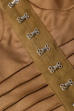 MICAS Mini Dresses-Satin Bustier Tight Waist Mini Dress LIGHT BROWN