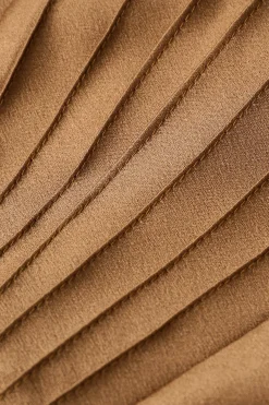 MICAS Mini Dresses-Satin Bustier Tight Waist Mini Dress LIGHT BROWN