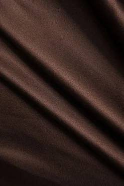 MICAS Long Sleeve Tops|Long Sleeves Tops-Satin Button Long-Sleeve Shirt BROWN