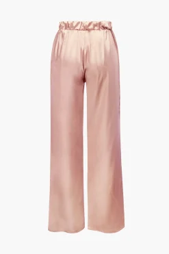 MICAS Pant Sets-Satin Button Up Long Sleeve Shirt And Pants Set