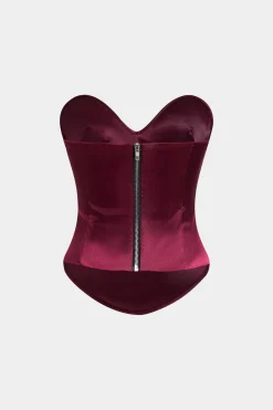MICAS Tube Tops-Satin Crossed Weave Tube Top BURGUNDY