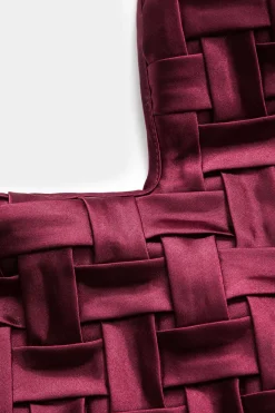 MICAS Tube Tops-Satin Crossed Weave Tube Top BURGUNDY