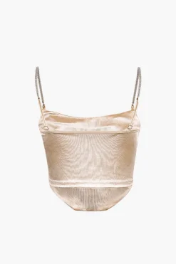 MICAS Corset & Bustier Tops-Satin Draped Corset Top ORANGE