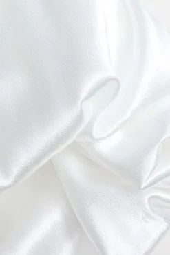 MICAS Long Sleeve Dresses|Mini Dresses-Satin Off Shoulder Puff Sleeve Patchwork Ruched Mini Dress WHITE