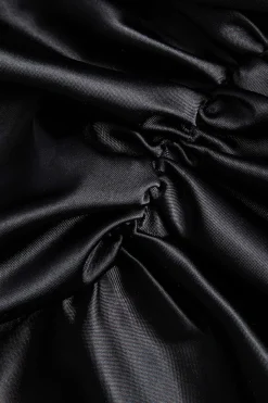 MICAS Mini Dresses-Satin Patchwork Asymmetrical Sleeveless Mini Dress BLACK