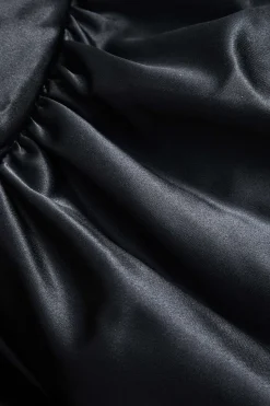 MICAS Skirts-Satin Ruched Skirt BLACK