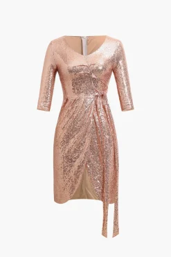 MICAS Mini Dresses-Sequin Pleated Mini Dress