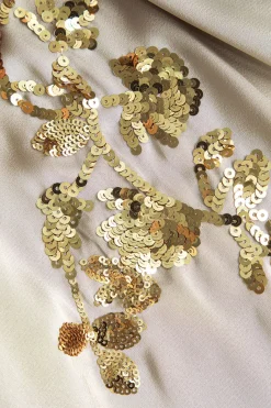 MICAS Long Sleeve Tops|Long Sleeves Tops-Sequin Slit Long-Sleeve Shirt KHAKI