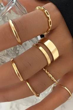 MICAS Accessories-Set of 7 Pc Rings GOLD
