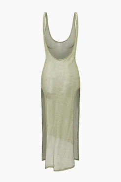 MICAS Midi Dresses-Sheer Mesh Slit Cover-up Dress